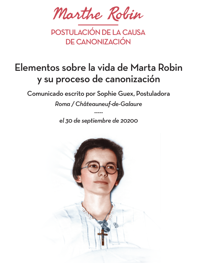 Elementos sobre la vida de Marta Robin y su proceso de canonización